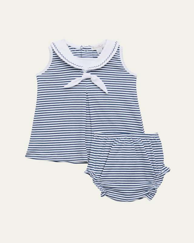 Girl's Bold Stripes & Bright Stars Dress W/ Bloomers, Size Newborn-18